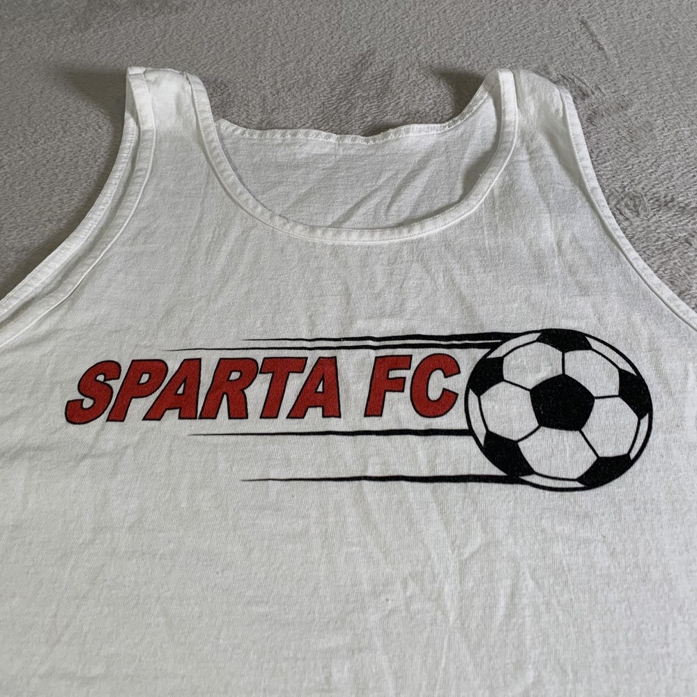 Vintage Sparta FC Shirt Mens 2XL White Soccer‎ Tank Top Sleeveless Sports Futbol